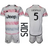 Juventus Manuel Locatelli #5 Vonkajší Detský futbalový dres 2023-24 Krátky Rukáv (+ trenírky)